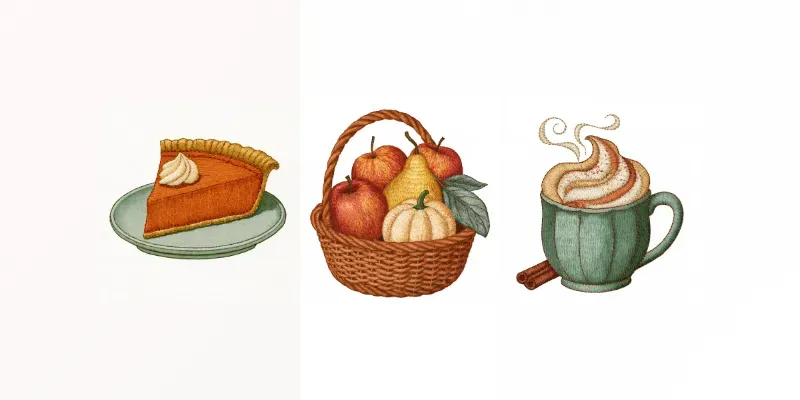 Autumn Embroidery Effect Cliparts generated by undefined