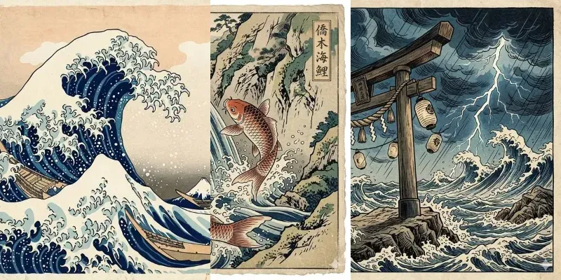 Traditional Ukiyoe Woodblock Prints generated by undefined