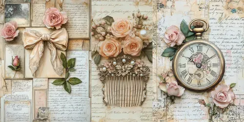 Victorian Romance Junk Journal Pages generated by midjourney