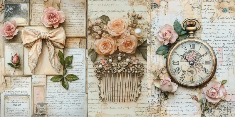 Victorian Romance Junk Journal Pages generated by undefined