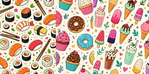 Cartoon Food Patterns generated by chatgpt-image