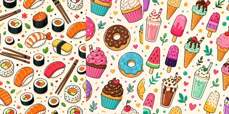 Cartoon Food Patterns generated by undefined