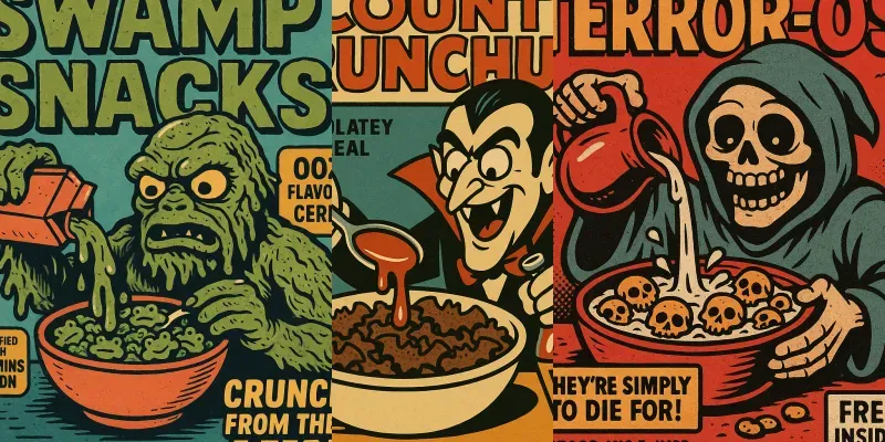 Halloween Horror Cereal Boxes generated by undefined