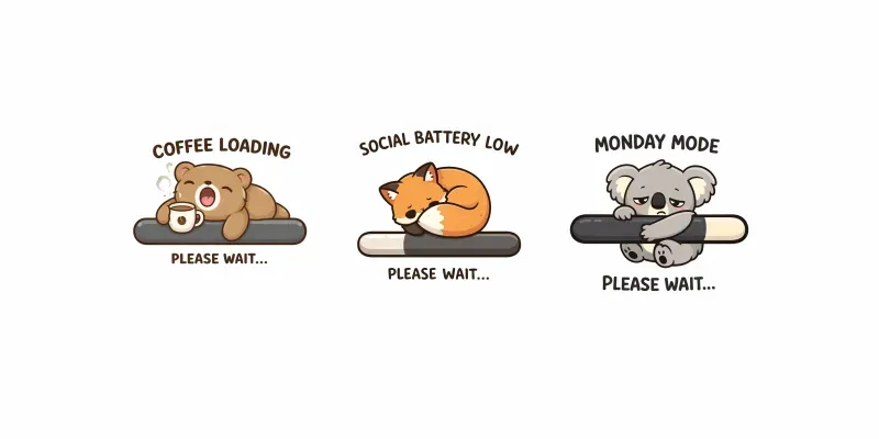 Cute Animal Loading Bar Mood Cartoons generated by undefined