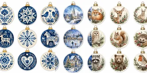 Watercolor Christmas Ornament Sets generated by chatgpt-image
