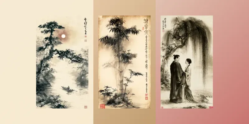 Traditional Chinese Ink Wash Art generated by undefined