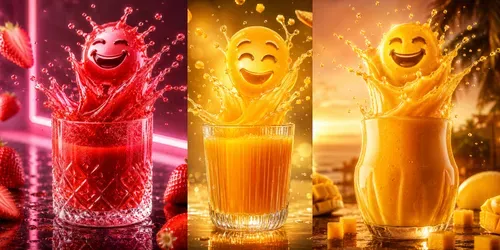 Juice Splash Emoji Ads generated by chatgpt-image