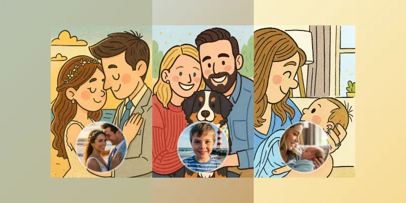 Whimsical Cartoon Custom Photo Portraits generated by undefined