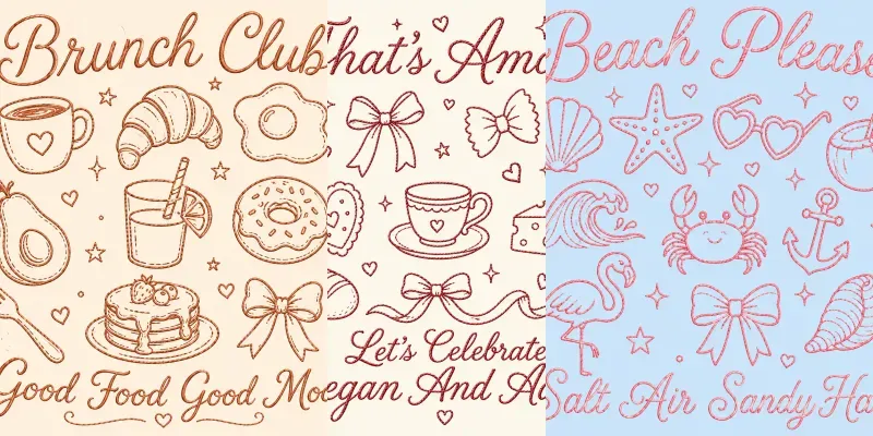 Cute Doodle Embroidery Style Designs generated by undefined
