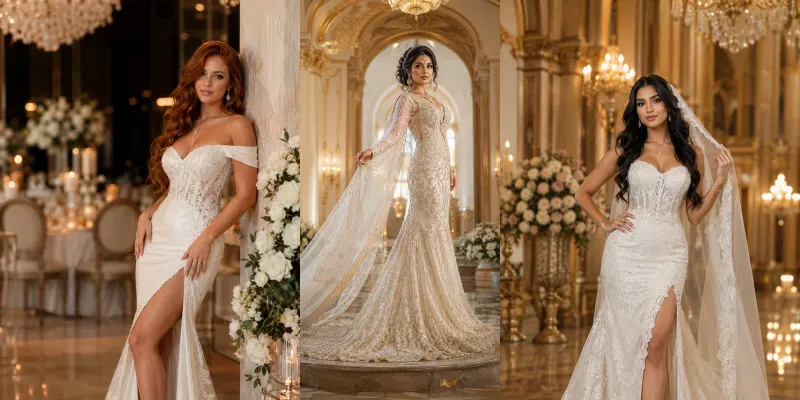 Elegant Bride Wedding Outfits generated by undefined