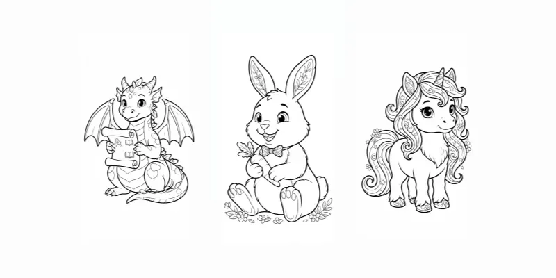 Cute 1character Coloring Book Pages Art generated by undefined