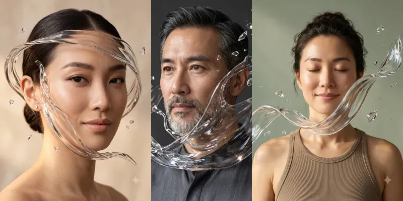 Liquid Glass Emotion Portrait Ads generated by undefined