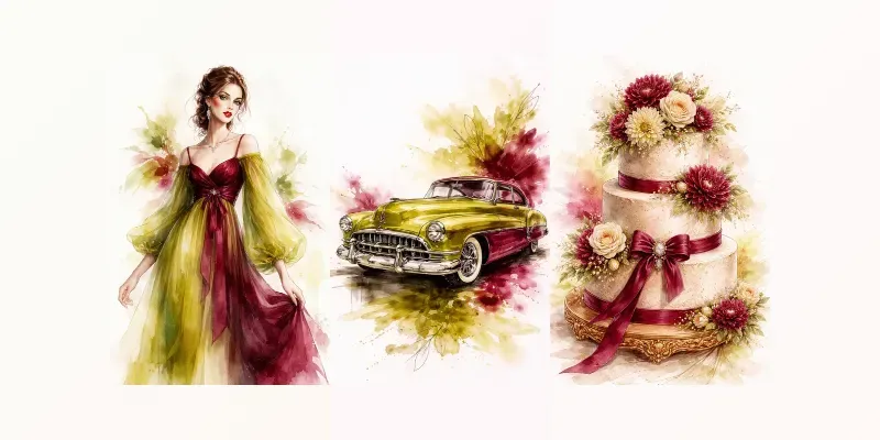 Vintage Watercolor Wedding Junk Journals generated by undefined