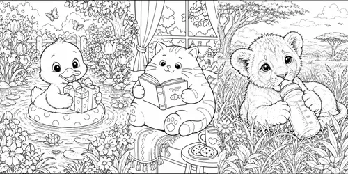 Whimsical Animal Coloring Book Pages generated by chatgpt-image