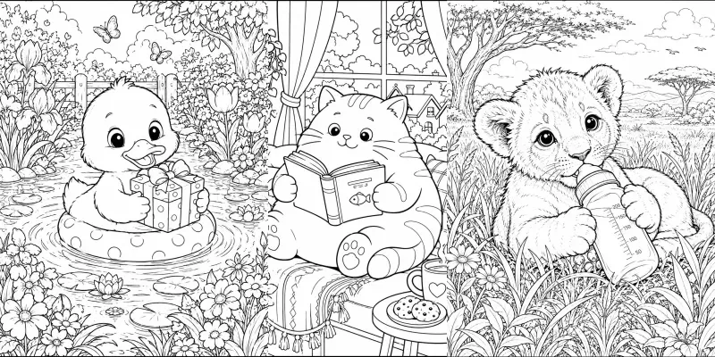 Whimsical Animal Coloring Book Pages generated by undefined