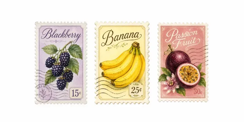 Vintage Watercolor Postage Stamps generated by undefined