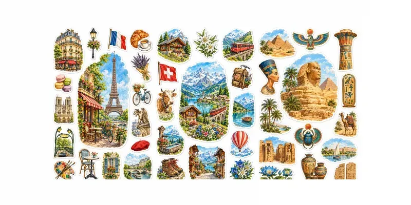 World Landmark Sticker Sheets