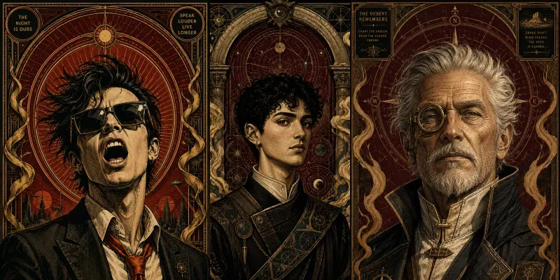 Ornate Engraved Character Posters generated by undefined