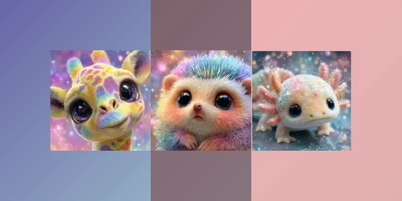 Adorable Pastel Rainbow 3d Animals generated by undefined