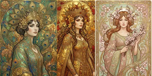 Art Nouveau Gold Leaf Portraits generated by gemini-image