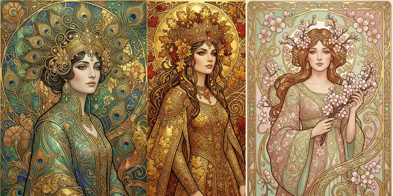 Art Nouveau Gold Leaf Portraits generated by undefined