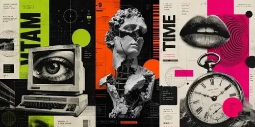 Brutalist Digital Collage Posters generated by chatgpt-image