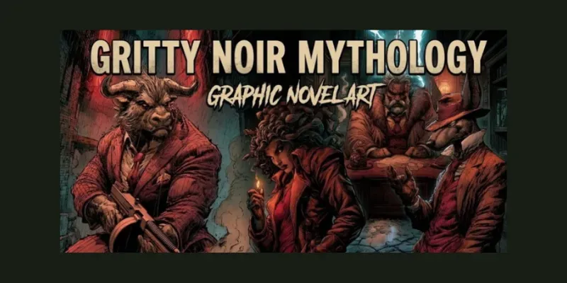 Gritty Noir Mythology Graphic Novel Art generated by undefined