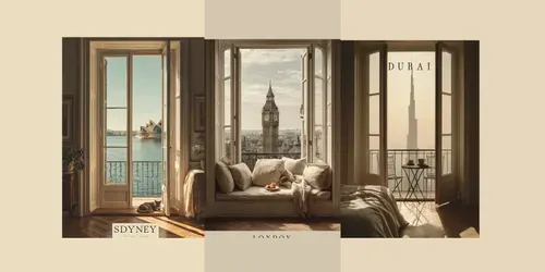 Neutral Tone Window Views generated by midjourney