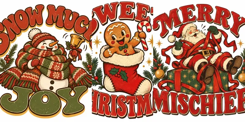 Retro Christmas Character Emblems
