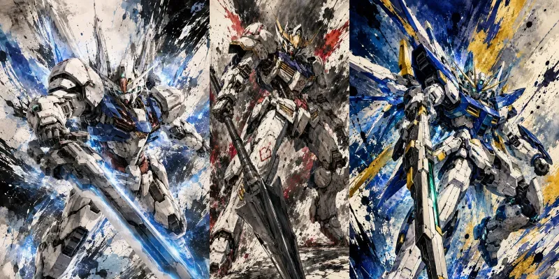 Cinematic Gundam Inkstorm Posters generated by undefined