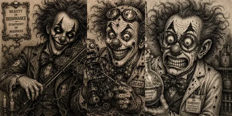 Vintage Clown Sketch Prompts generated by undefined