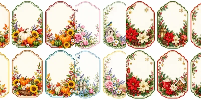 Scalloped Seasonal Label Sets