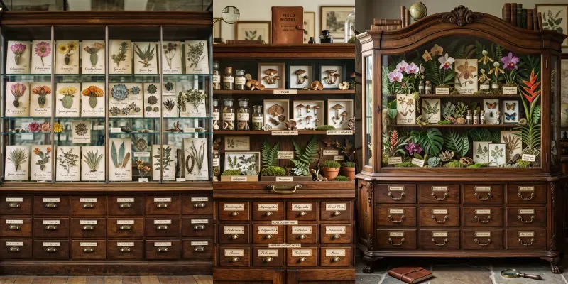 Vintage Botanical Specimen Cabinet Creations generated by undefined