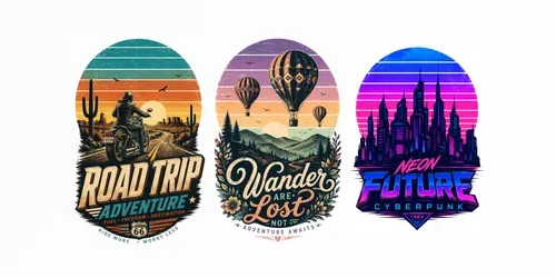 Retro Sunset Adventure Tshirt Designs generated by chatgpt-image