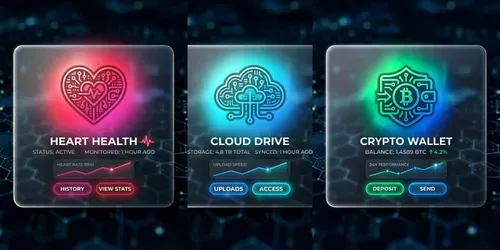 Glassmorphism UI Cards generated by gemini-image