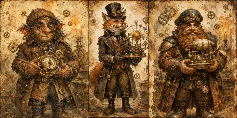 Steampunk Watercolor Character Art generated by undefined