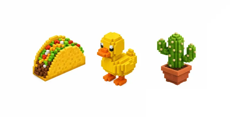 Modern Voxel 3D Object Icons generated by undefined