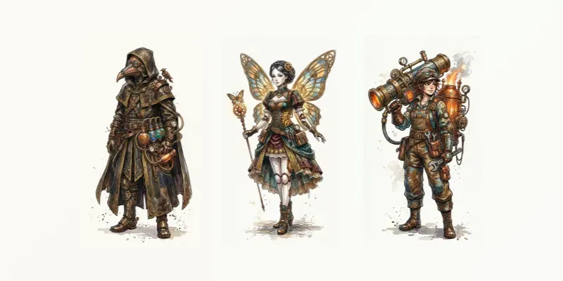 Jrpg Steampunk Watercolor Concept Art generated by undefined