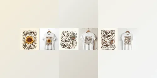 Vintage Coffee Typography Tshirt Mockups generated by gemini-image