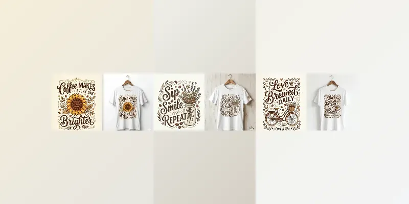 Vintage Coffee Typography Tshirt Mockups generated by undefined