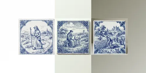Delft Blue Medieval Tiles generated by gemini-image
