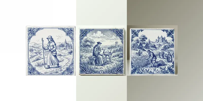 Delft Blue Medieval Tiles generated by undefined