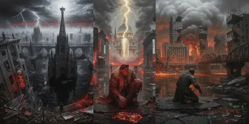 Dark Cinematic City Paintings generated by undefined