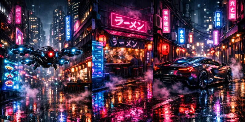 Cinematic Cyberpunk Neon Street Photography generated by undefined