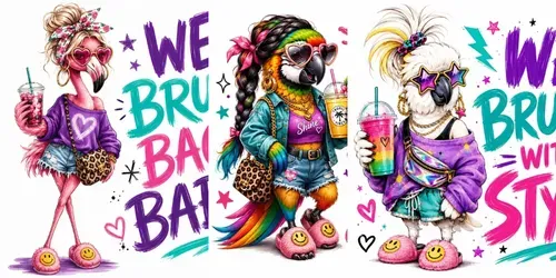 Trendy Girl Bird Brush Typography Packs generated by chatgpt-image