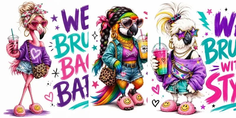 Trendy Girl Bird Brush Typography Packs generated by undefined