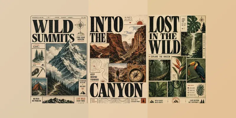 Vintage Adventure Poster Collages generated by undefined