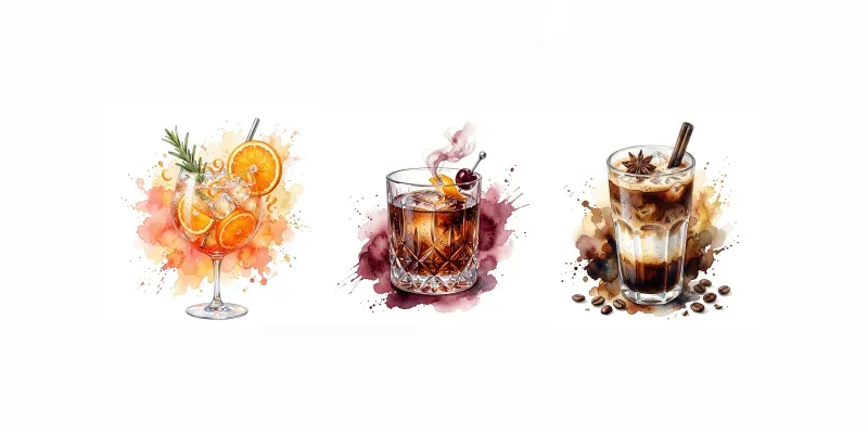 Cocktail Watercolor Illustrations generated by undefined