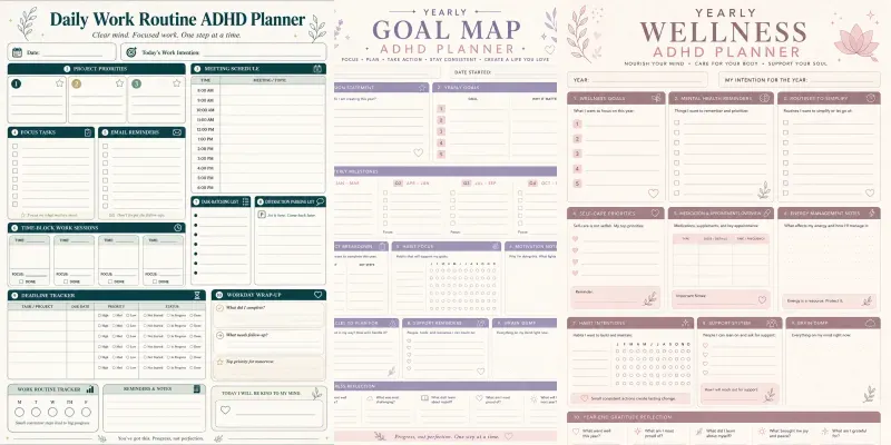 Adhd Daily Monthly Yearly Planners generated by undefined