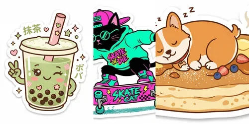 Kawaii Diecut Vector Stickers generated by gemini-image